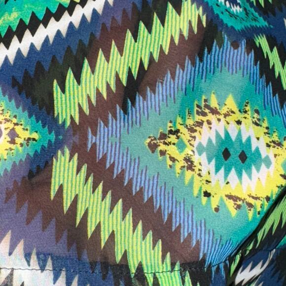 Show Me Your Mumu Sheer Pants Women's Size M Green Diamond Pattern Smocked Waist - Picture 3 of 6